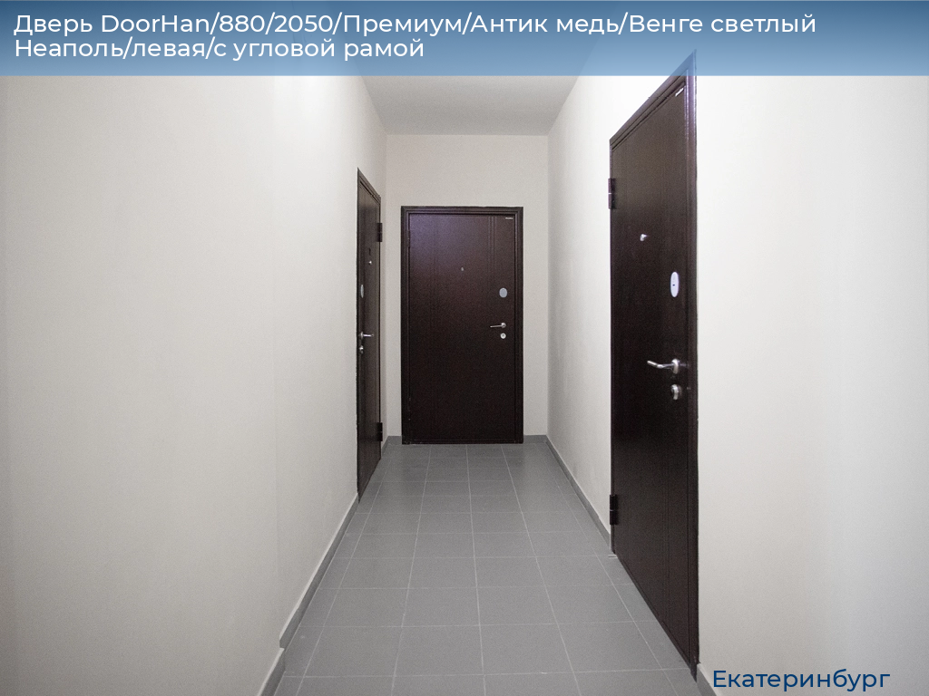 Дверь DoorHan/880/2050/Премиум/Антик медь/Венге светлый Неаполь/левая/с угловой рамой, ekaterinburg.doorhan.ru