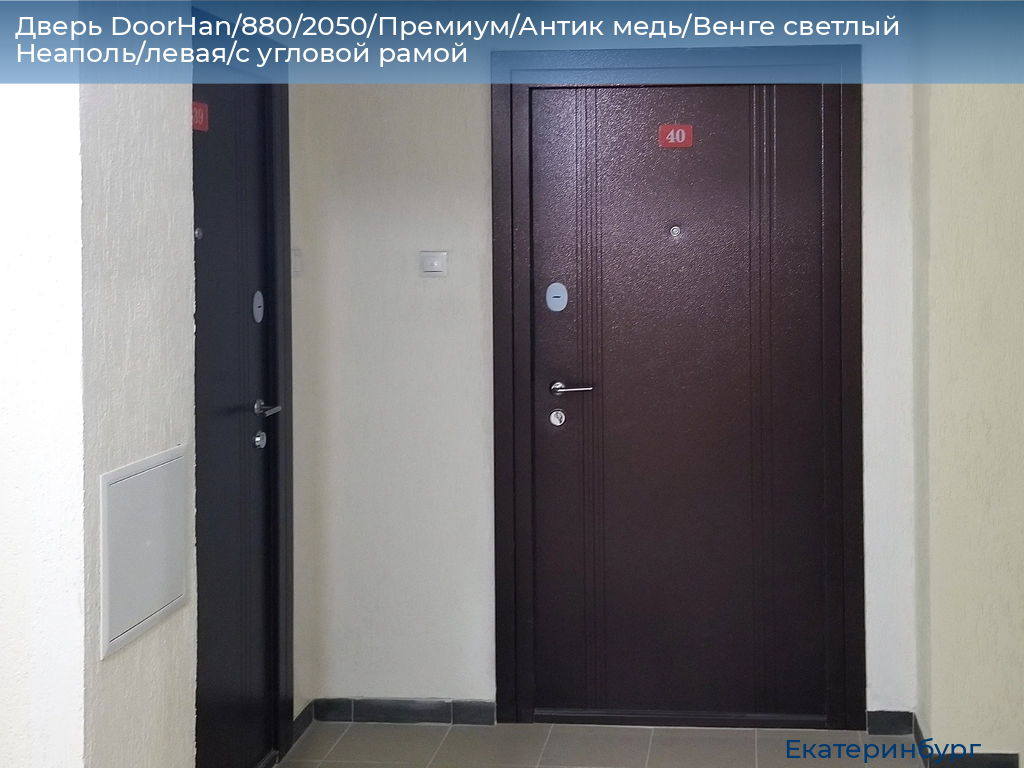 Дверь DoorHan/880/2050/Премиум/Антик медь/Венге светлый Неаполь/левая/с угловой рамой, ekaterinburg.doorhan.ru